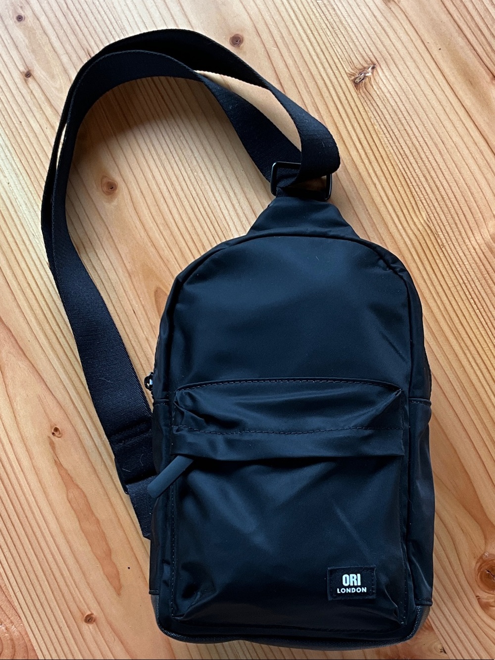 ORI London Black Recycled Nylon Willesden Sling Bag